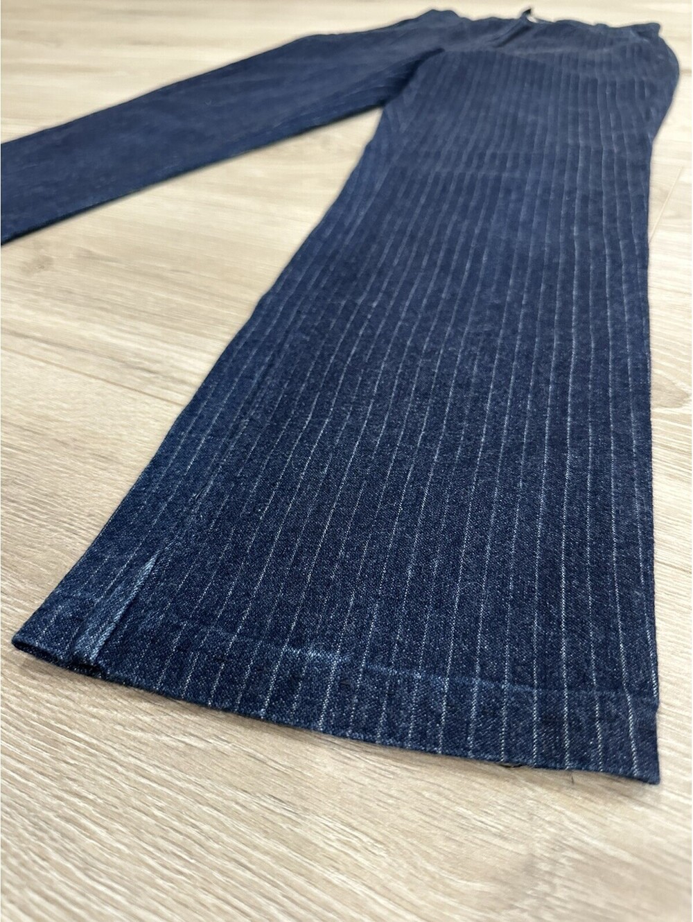 Michel Gregoire MG Dark Pinstripe Jeans Sz 7 (25” Waist, 27” Inseam) Wide Leg